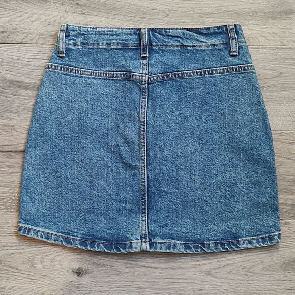 Button Front Size XS Garage Blue Denim Skirt - Picture 7 of 10
